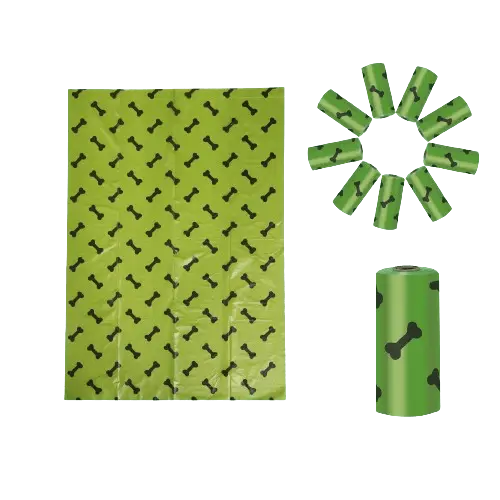 Compact and easy-to-carry pet waste bags with stylish green design. Buy for Dog