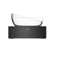 Close-up showing the 15-degree tilt of an elevated pet bowl, designed to promote comfortable and ergonomic feeding.
