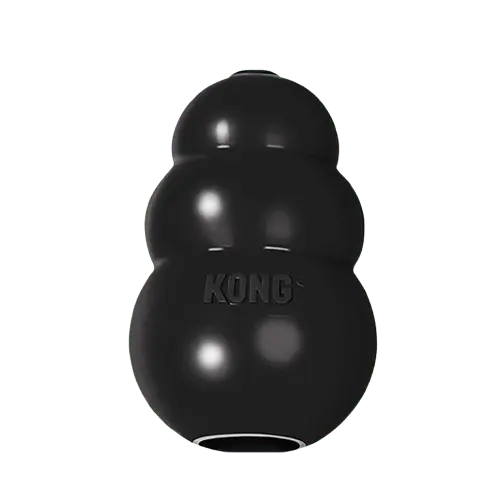 KONG black dog toy made from extra durable rubber, perfect chew toy for strong chewers and interactive play