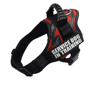 Red Camouflage Harness ID Name For Dogs designed for visibility and durability in outdoor settings. BUY FOR DOG