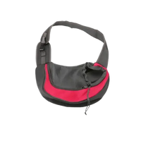 Rose red pet sling carrier with secure closure and mesh design for pets