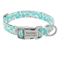 Blossom Mint green floral dog collar ID, ideal for stylish pet safety. BUY FOR DOG