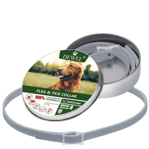 Eco-Friendly Dewel Flea and Tick Collar for Dogs and Cats, Offers 8 Months Protection with Natural Ingredients, Waterproof and Veterinarian Approved