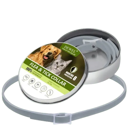 Eco-Friendly Dewel Flea and Tick Collar for Dogs and Cats, Offers 8 Months Protection with Natural Ingredients, Waterproof and Veterinarian Approved. BUY FOR DOG
