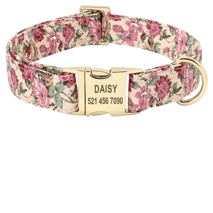Floral Beige dog collar ID, adds a touch of elegance and nature-inspired beauty. BUY FOR DOG