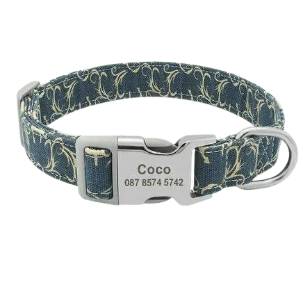 Sapphire Glow deep blue dog collar ID, strong and stylish for active dogs. BUY FOR DOG