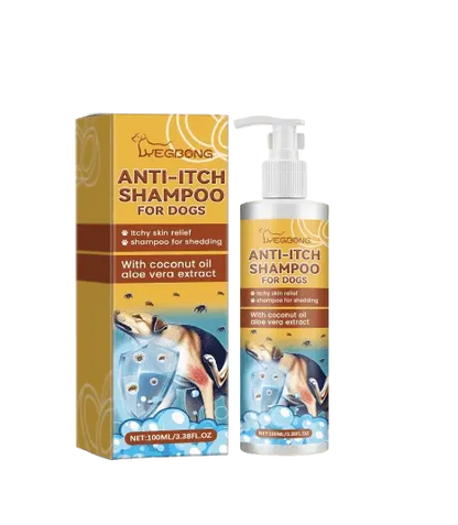 Anti-itch dog shampoo with coconut oil and aloe vera for dogs with sensitive itchy skin
