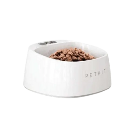 Antibacterial smart dog bowl with angled design for easy eating.