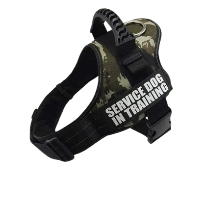Army Camouflage Harness ID Name For Dogs, perfect for hiking and outdoor activities with your pet. BUY FOR DOG