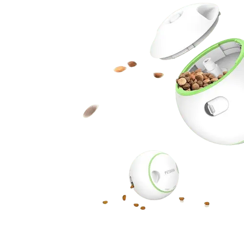 Automatic dog toy ball rolling and releasing food