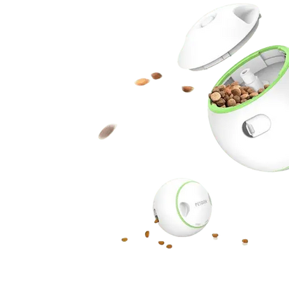 Automatic dog toy ball rolling and releasing food