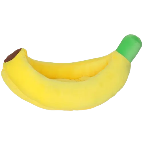 Cozy banana cat bed with soft open top