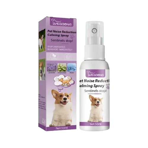Barking dog calming spray with lavender and chamomile for noise control