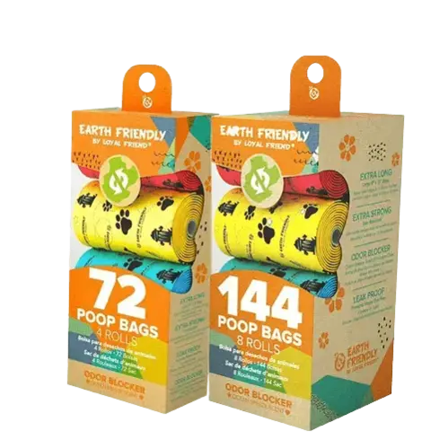 Biodegradable dog poop bags – eco-friendly, leak-proof, compostable rolls for easy clean-ups.