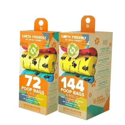 Biodegradable dog poop bags – eco-friendly, leak-proof, compostable rolls for easy clean-ups.