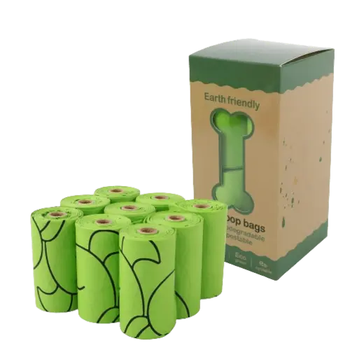 Eco-friendly dog waste bags crafted from cornstarch, ensuring durability and environmental safety. Buy for Dog