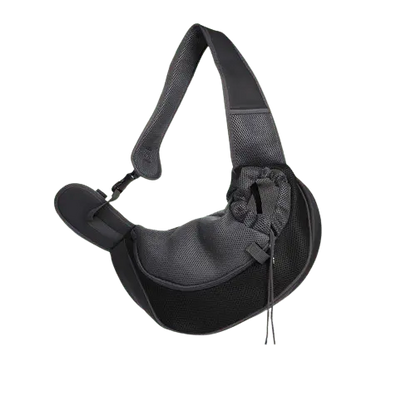 Black travel-friendly pet carrier with adjustable strap and mesh window