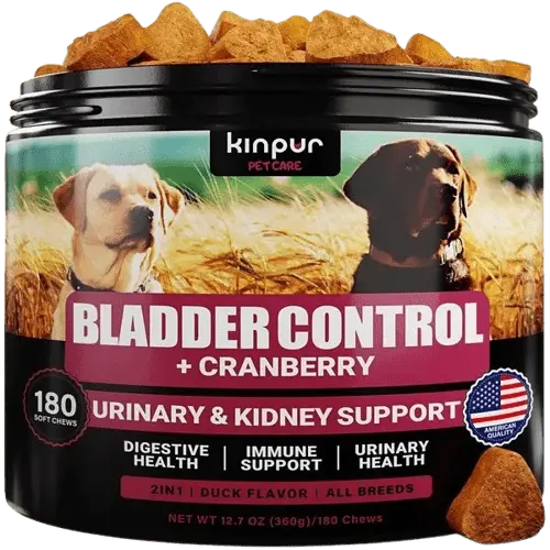 Bladder Control soft chews for dogs with cranberry for urinary and kidney support – 180 count jar.