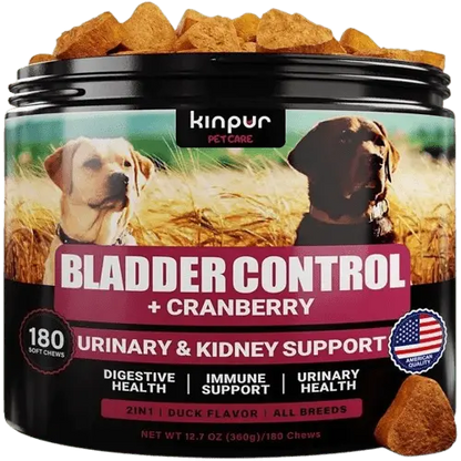 Bladder Control soft chews for dogs with cranberry for urinary and kidney support – 180 count jar.