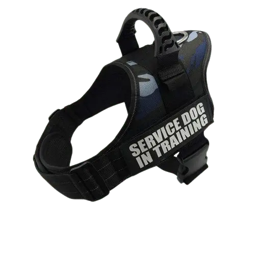 Blue Camouflage Harness ID Name For Dogs, great for outdoor adventures and stylish camouflage. BUY FOR DOG