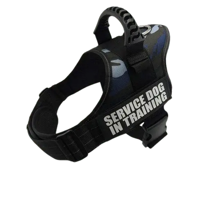 Blue Camouflage Harness ID Name For Dogs, great for outdoor adventures and stylish camouflage. BUY FOR DOG