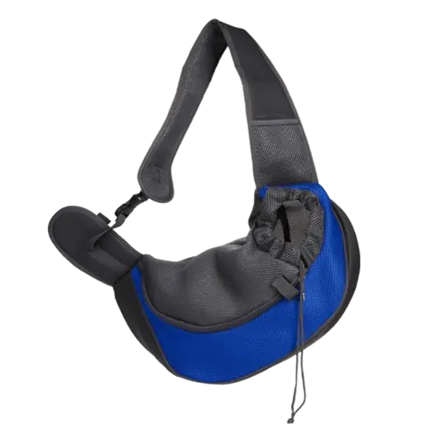 Breathable blue pet travel bag with secure straps for comfortable trips. Buy for Dog