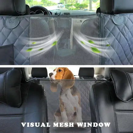 Breathable pet car seat cover with mesh window for pet comfort and reduced anxiety. BUY FOR DOG