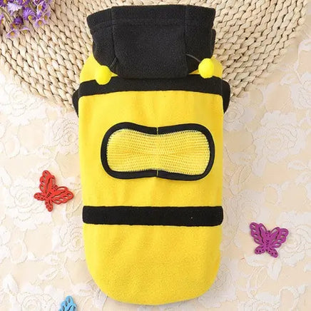 Buzzing Bee fleece outfit for dogs showcasing supreme comfort and unique bee design. BUY FOR DOG