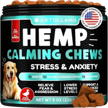 Hemp calming chews for dogs for stress and anxiety relief.