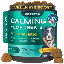 Calming hemp treats for dogs – anxiety relief, sleep aid, and maximum relaxation – 130 soft chews with duck flavor.