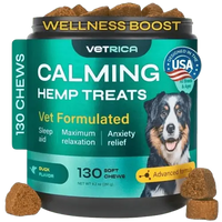Calming hemp treats for dogs – anxiety relief, sleep aid, and maximum relaxation – 130 soft chews with duck flavor.