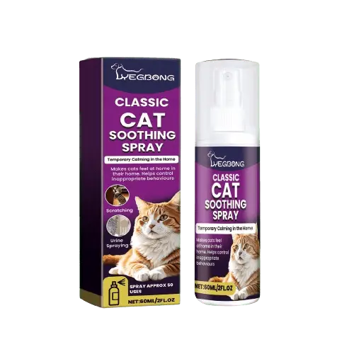 Cat anxiety relief spray designed to naturally calm your cat, reduce stress, and prevent destructive scratching behavior in a safe and effective way. 