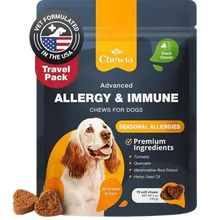 Chewia Allergy and Immune Soft Chews for Dogs – duck flavor, travel pack for all breeds, vet-formulated for seasonal allergies