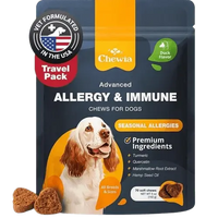 Chewia Allergy and Immune Soft Chews for Dogs – duck flavor, travel pack for all breeds, vet-formulated for seasonal allergies