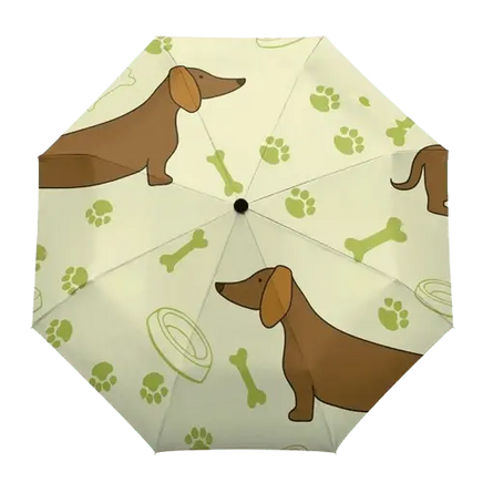 Chic dog print on a durable rain umbrella for adults. BUY FOR DOG