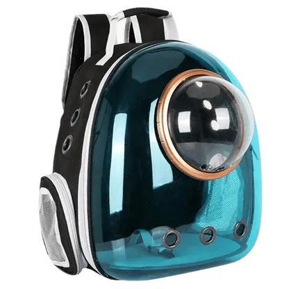 Pet carrier backpack with ventilated mesh panels to keep your pet cool and comfortable.