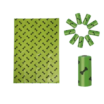Compact and easy-to-carry pet waste bags with stylish green design. Buy for Dog