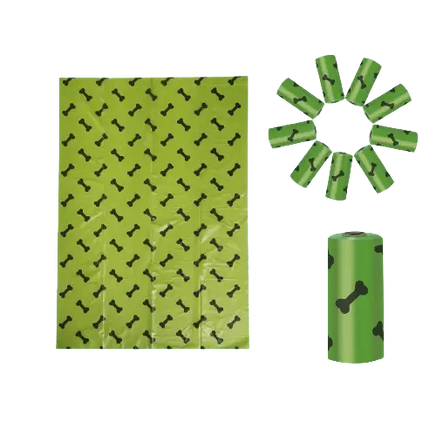 Compact and easy-to-carry pet waste bags with stylish green design. Buy for Dog