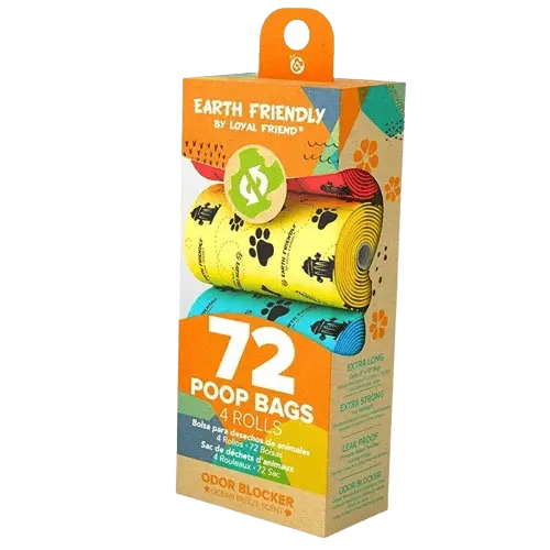 Compostable dog poop bags designed for eco-conscious pet owners, offering an environmentally friendly waste disposal option. Buy for Dog