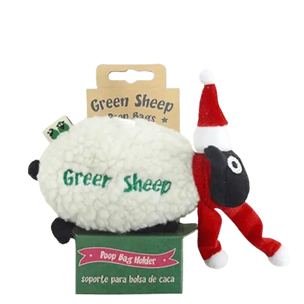 Christmas Sheep Dog Poop Bag Holder with Santa Hat - Festive and Fun for Holiday Walks. Buy for Dog