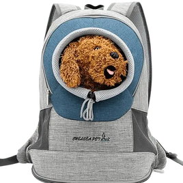 Dog backpack carrier for small dogs and puppies with breathable mesh and adjustable straps, ideal for hiking and travel.