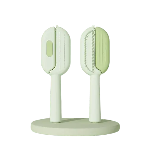 Green dog brush for shedding and moulting, slicker pet comb for grooming dogs and cats, removes loose fur and keeps coats smooth.