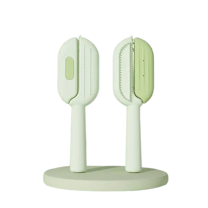 Green dog brush for shedding and moulting, slicker pet comb for grooming dogs and cats, removes loose fur and keeps coats smooth.