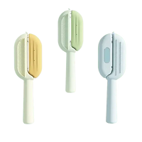 Dog brushes for shedding and grooming, slicker pet combs in blue, green, and yellow for removing loose hair, tangles, and undercoat from dogs and cats.