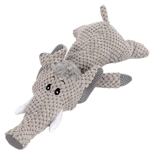 Soft and durable 11-inch plush elephant dog toy for dental care and stimulation