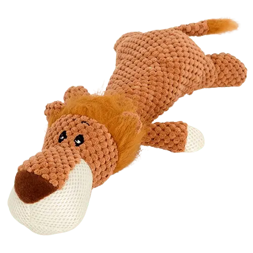 Interactive 11-inch plush lion dog toy for chewing and mental play