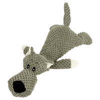 Durable 11-inch plush dog chew toy shaped like a wolf for mental and dental stimulation