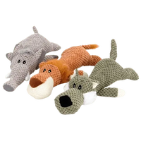 Set of 3 plush dog chew toys – lion, elephant, and wolf – for chewing and interactive play