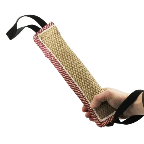 Durable dog training tug toy with dual handles