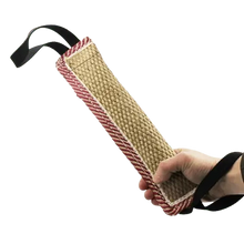 Durable dog training tug toy with dual handles